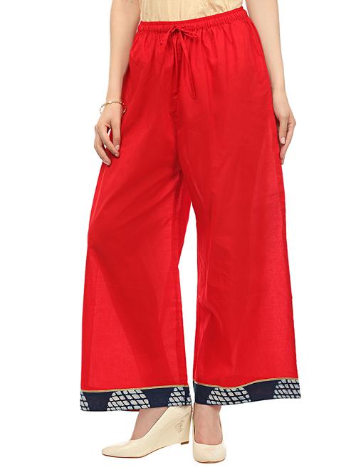 red cotton palazzo - 14002627 - Standard Image - 1