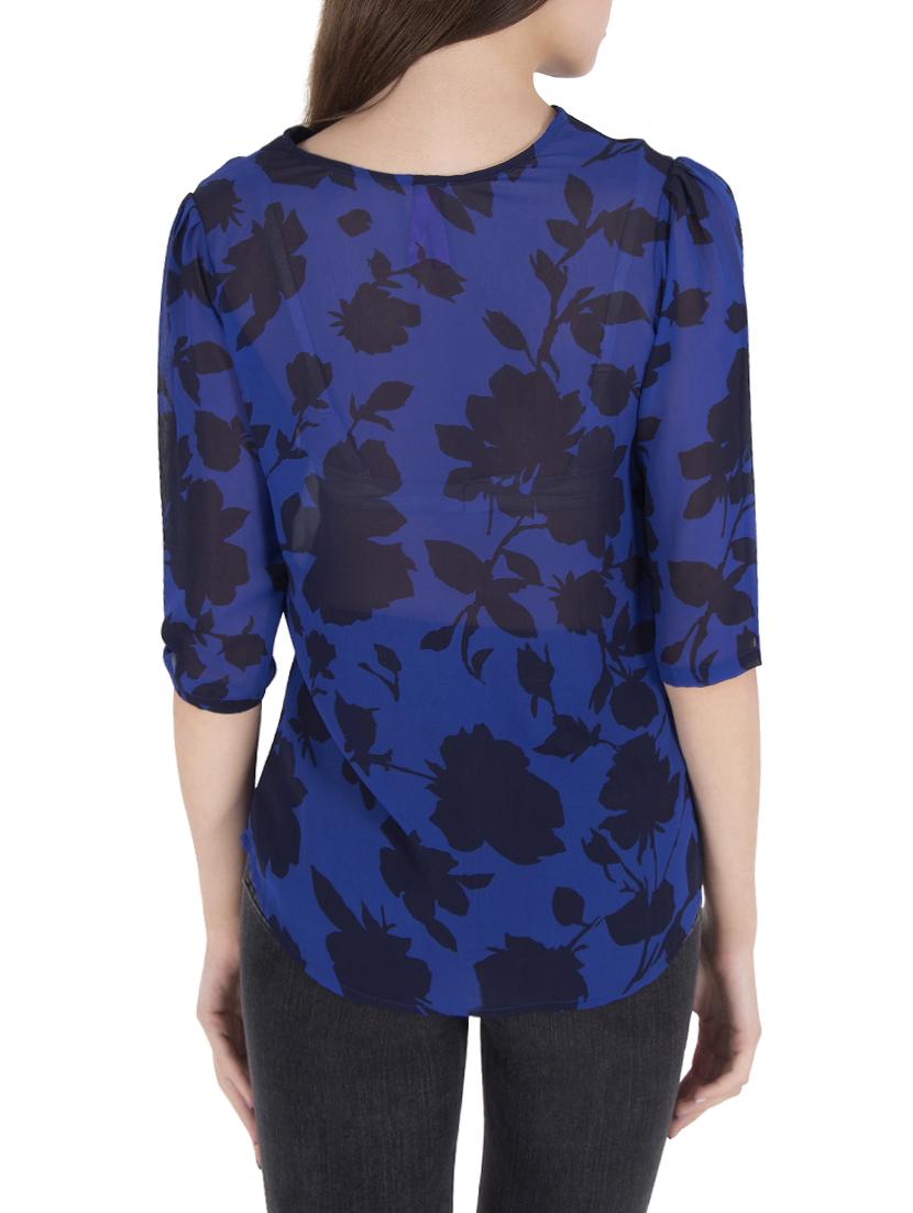 blue printed georgette regular top - 14004354 - Zoom Image - 3