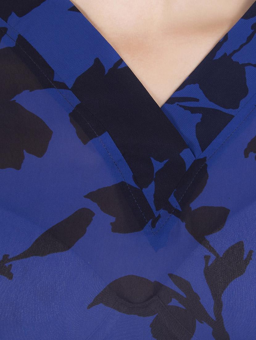 blue printed georgette regular top - 14004354 - Zoom Image - 4