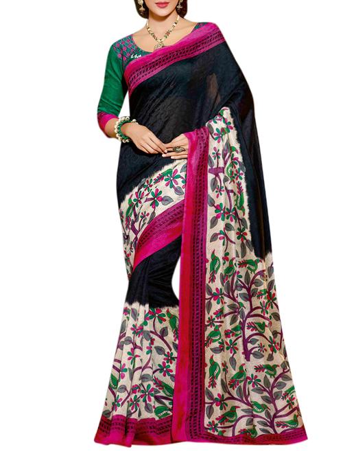black cotton silk bhagalpuri saree with blouse - 14004508 - Standard Image - 1
