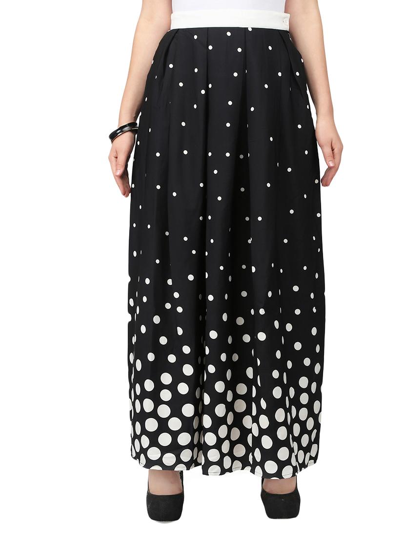 black polka dots printed maxi skirt - 14005614 - Zoom Image - 1