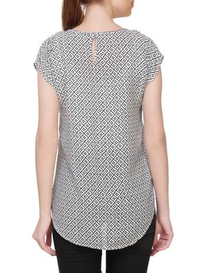 black printed poly crepe asymmetric op - 14005728 - Standard Image - 3