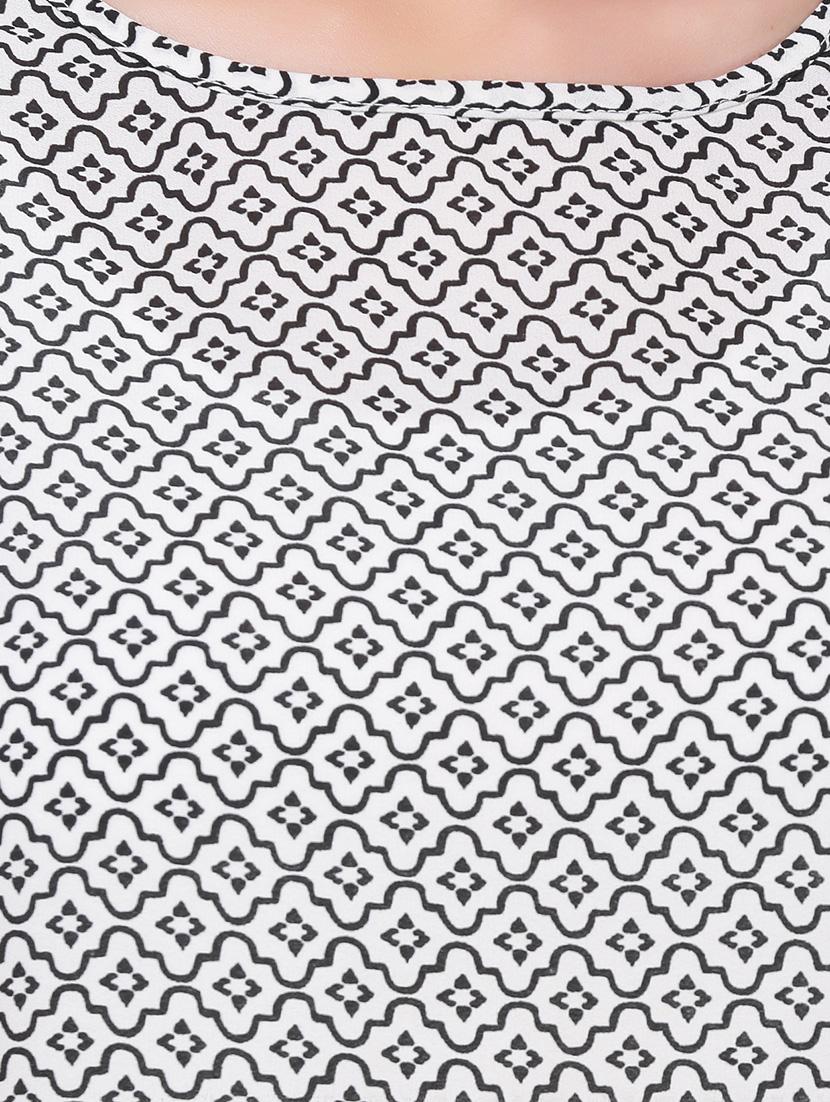 black printed poly crepe asymmetric op - 14005728 - Zoom Image - 4