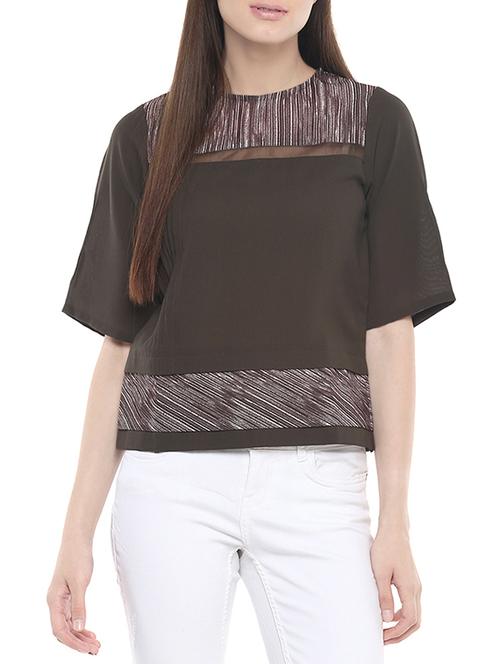pleat detail printed panel top - 14007894 - Standard Image - 1
