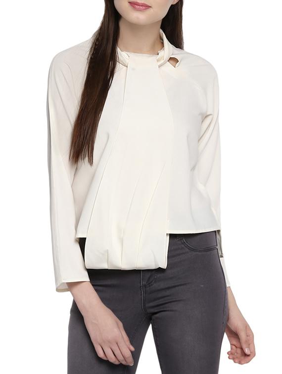 cutout detail tie-up neck top - 14007895 - Zoom Image - 1