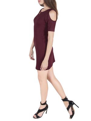maroon polyester bodycon dress - 14010015 - Standard Image - 2