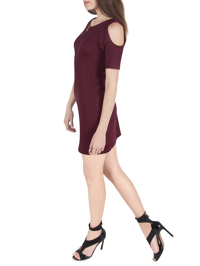 maroon polyester bodycon dress - 14010015 - Zoom Image - 2