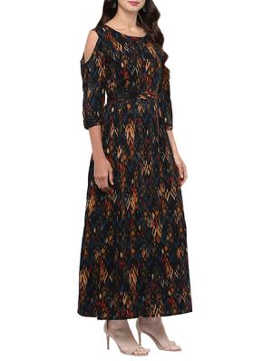 black viscose a-line kurta - 14010095 - Standard Image - 2