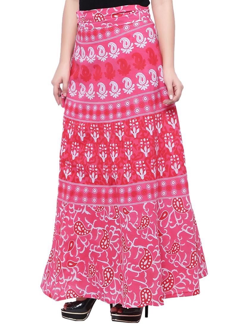 pink cotton wrap skirt - 14010529 - Zoom Image - 2