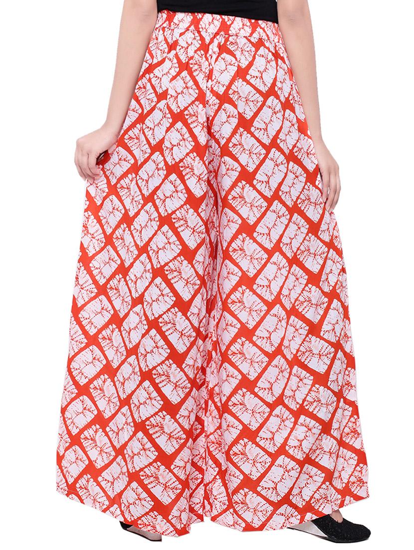 orange cotton printed palazzo - 14010544 - Zoom Image - 3