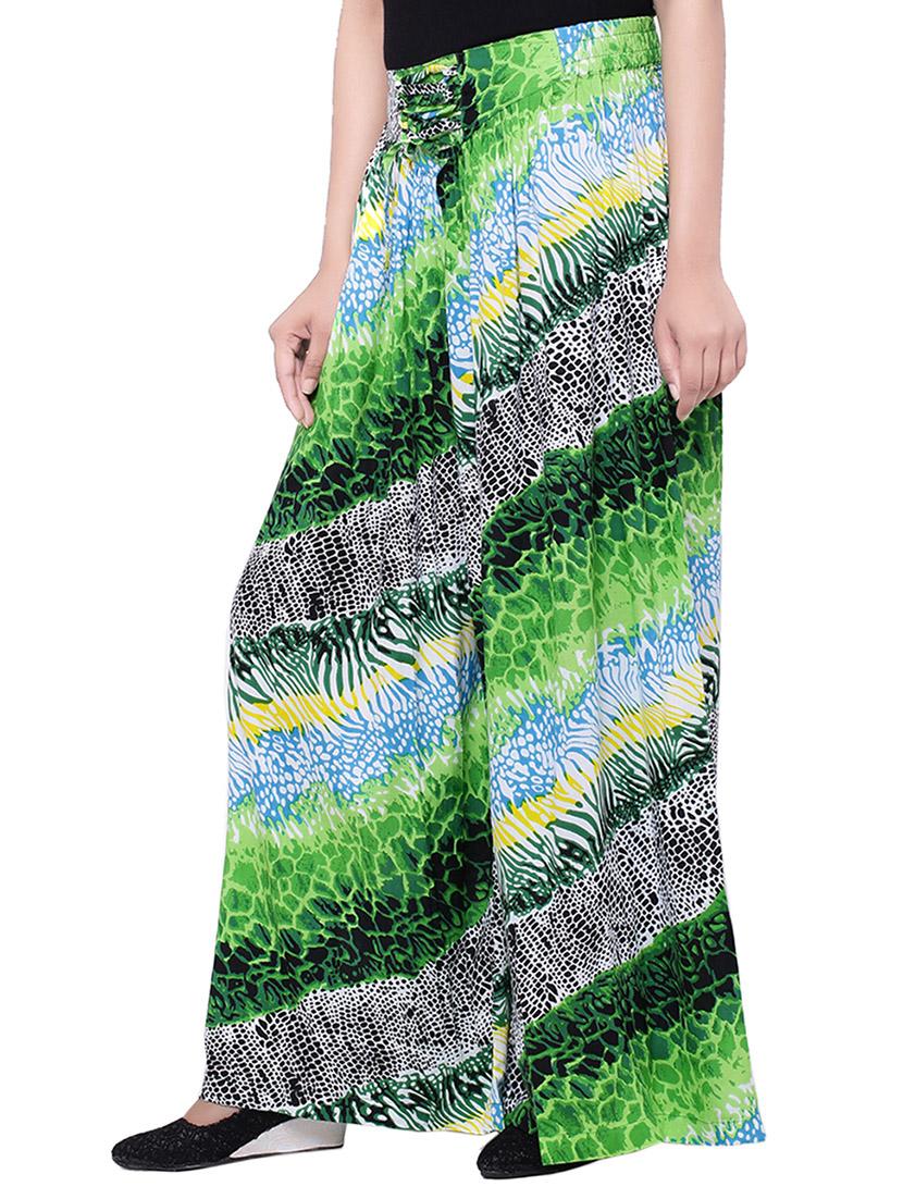multi colored cotton printed palazzo - 14010545 - Zoom Image - 2