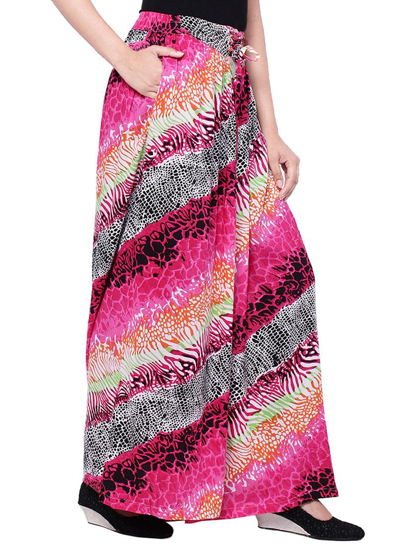 multi colored cotton printed palazzo - 14010546 - Zoom Image - 2
