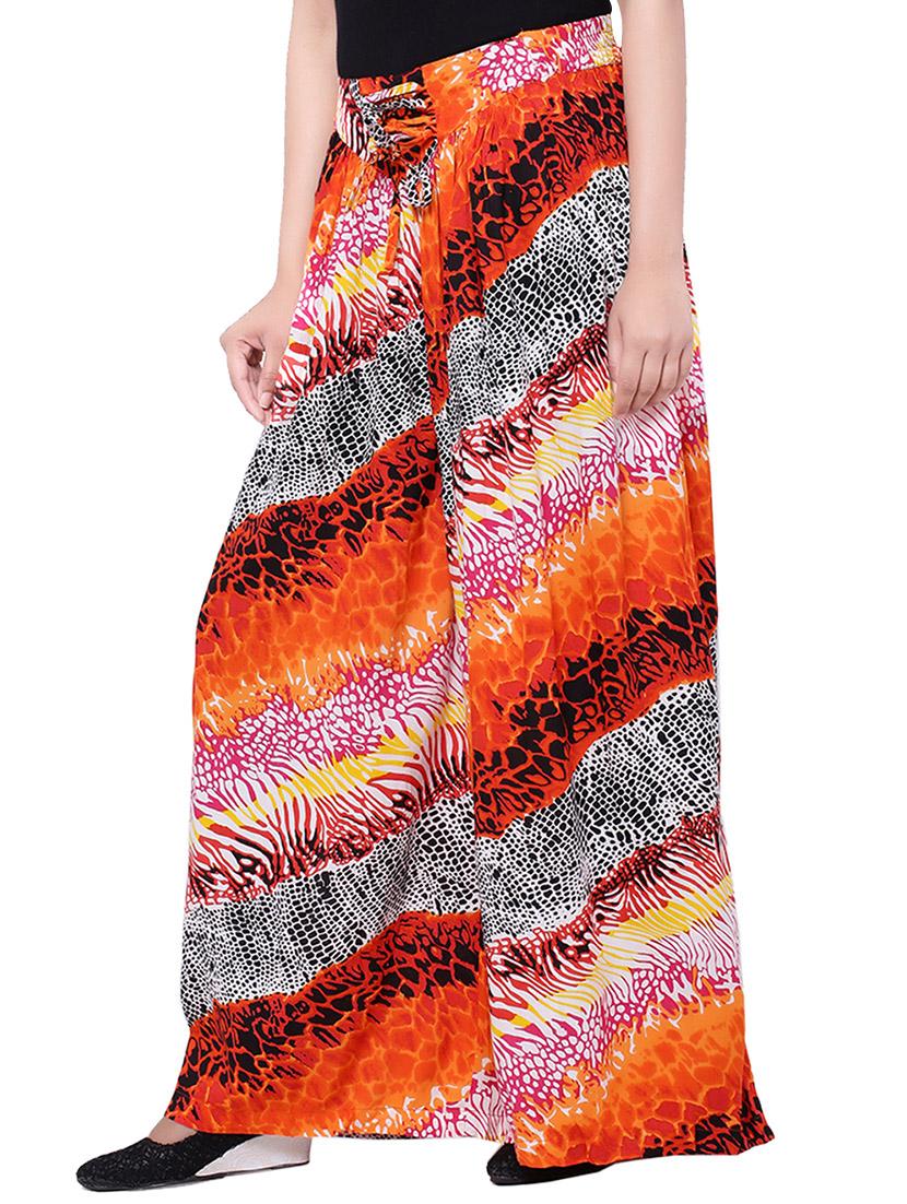 multi colored cotton printed palazzo - 14010548 - Zoom Image - 2