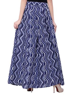 blue cotton printed flared skirt - 14010563 - Standard Image - 3