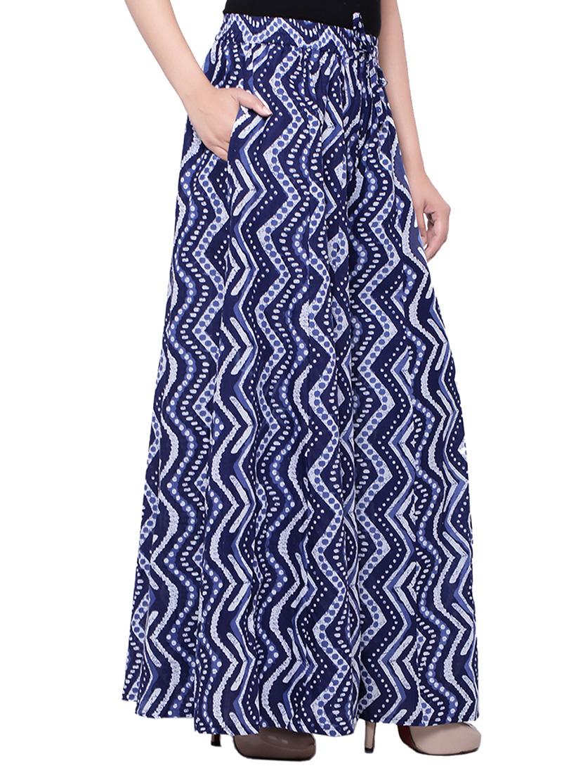blue cotton printed flared skirt - 14010563 - Zoom Image - 2