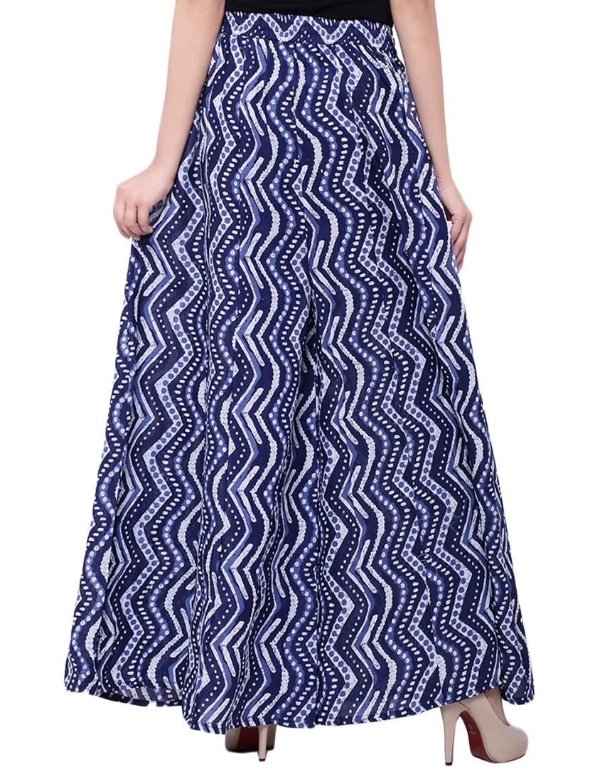 blue cotton printed flared skirt - 14010563 - Zoom Image - 3