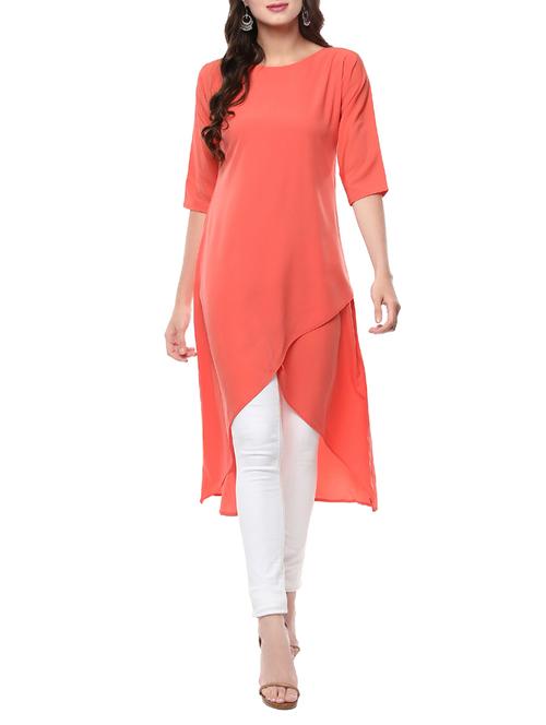 solid high-low kurta - 14012365 - Standard Image - 1