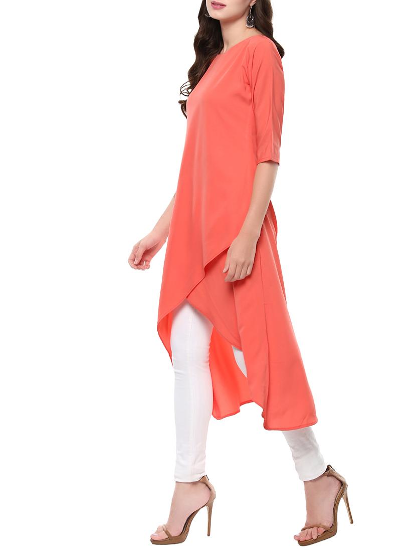solid high-low kurta - 14012365 - Zoom Image - 2