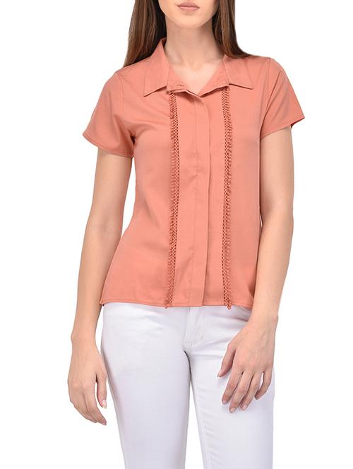 solid peach regular shirt - 14012381 -  Standard Image - 0