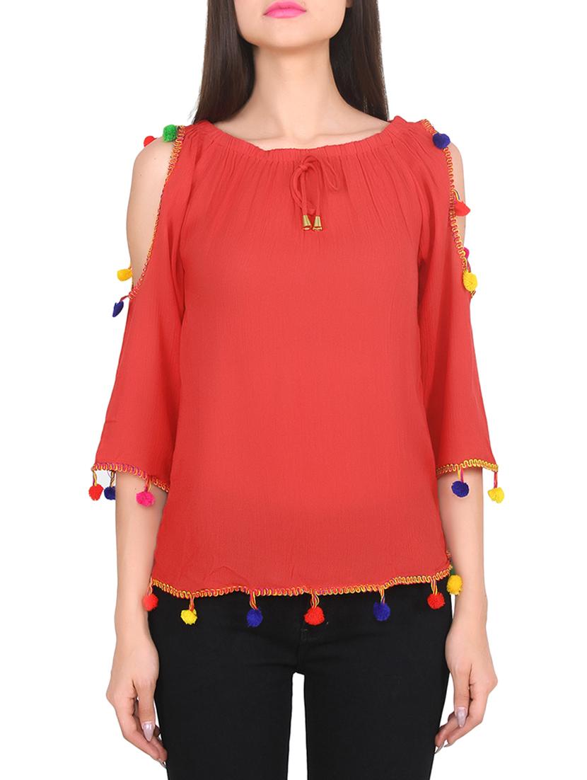 red viscose regular top - 14033487 - Zoom Image - 1