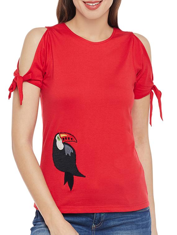 red cotton regular tee - 14038609 - Zoom Image - 1