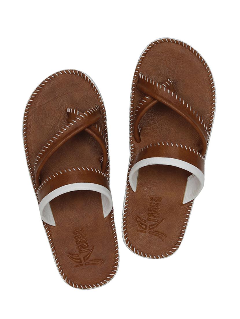 tan leatherette slip on slipper