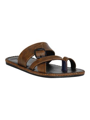 brown leatherette slip on slipper - 14039340 - Standard Image - 2