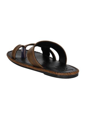 brown leatherette slip on slipper - 14039340 - Standard Image - 4