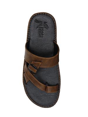 brown leatherette slip on slipper - 14039340 - Standard Image - 5