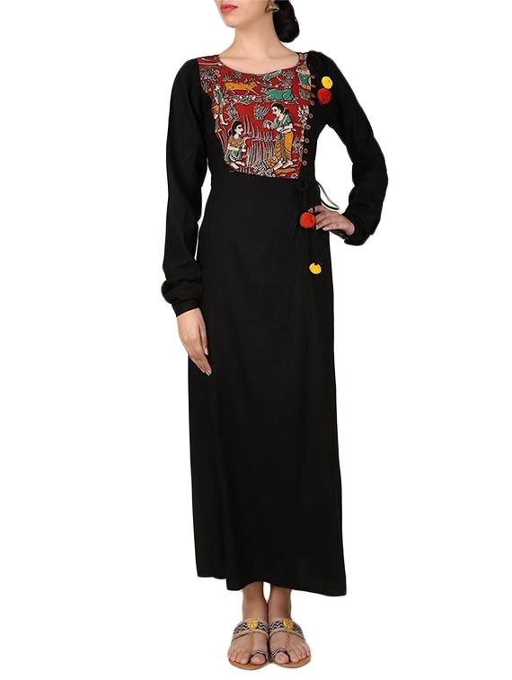 printed yoke a-line kurta with tassels - 14040034 - Zoom Image - 1