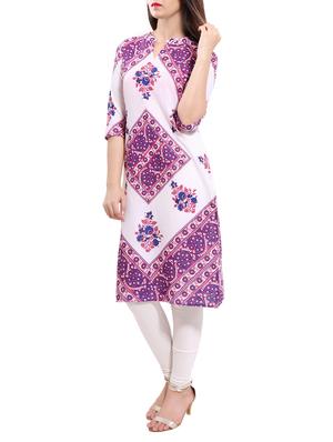 purple cotton straight kurta - 14040388 - Standard Image - 2