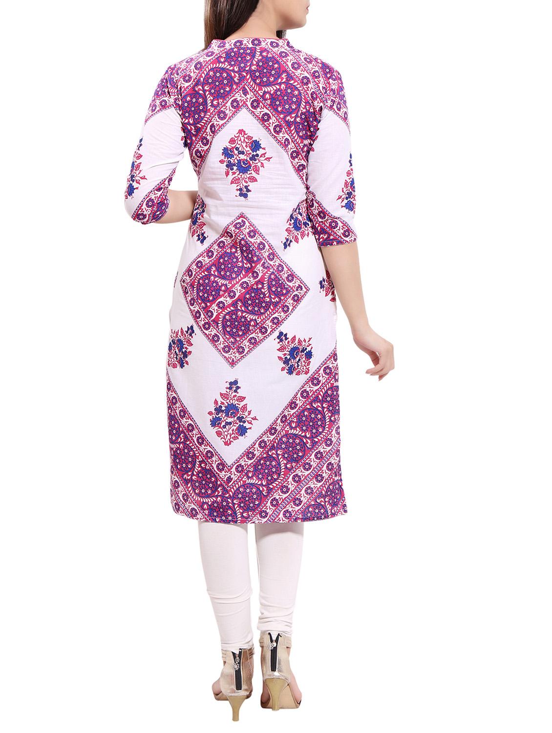 purple cotton straight kurta - 14040388 - Zoom Image - 3