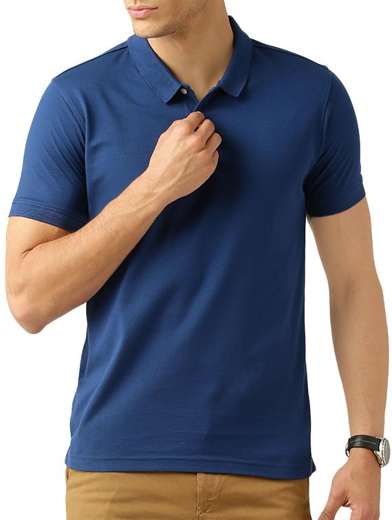 blue polyester polo t-shirt - 14041483 - Zoom Image - 1