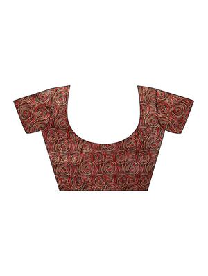 red georgette printed saree with blouse - 14043188 - Standard Image - 3