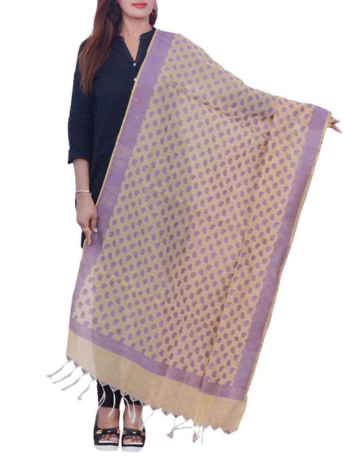 beige woven dupatta - 14044938 - Standard Image - 1