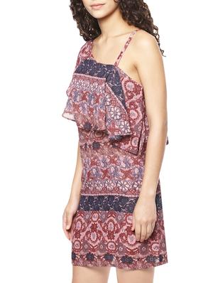 red poly georgette ruffle dress - 14045197 - Standard Image - 2