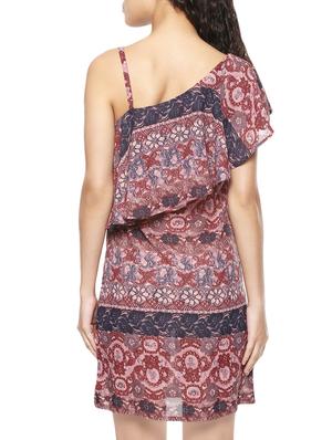 red poly georgette ruffle dress - 14045197 - Standard Image - 3