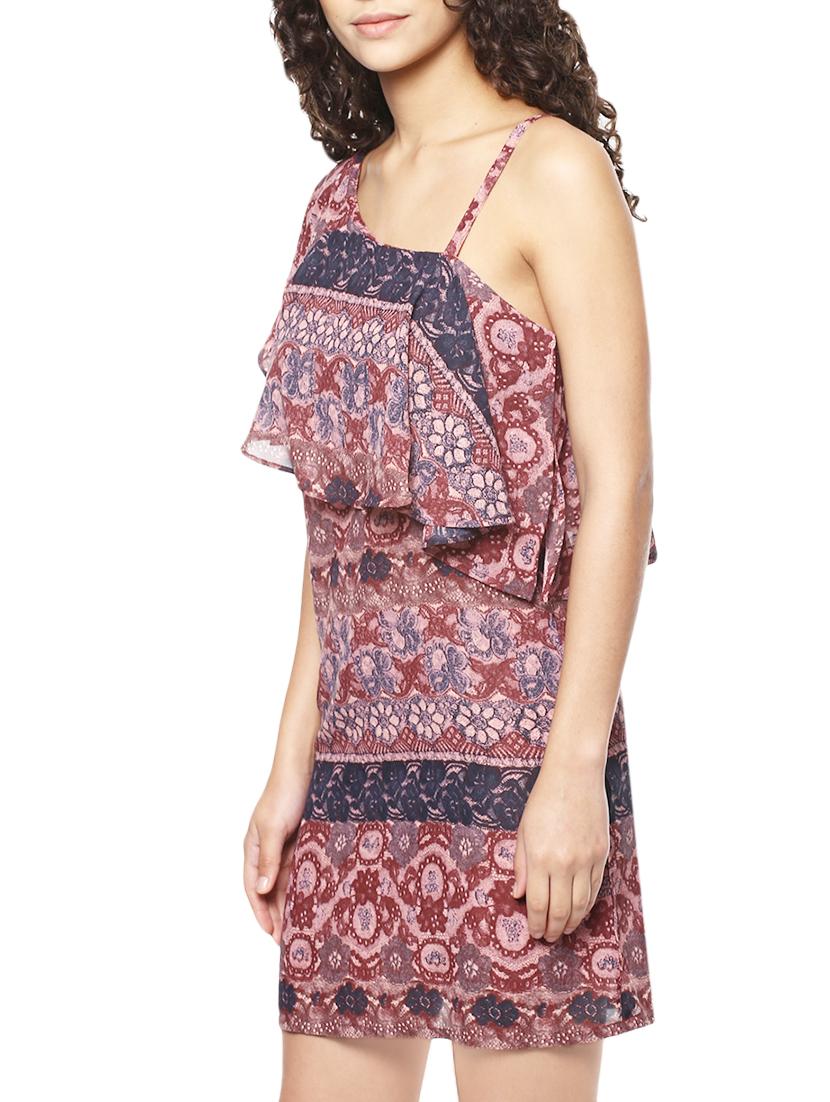 red poly georgette ruffle dress - 14045197 - Zoom Image - 2