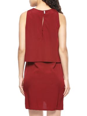 maroon poly crepe layered dress - 14045209 - Standard Image - 3