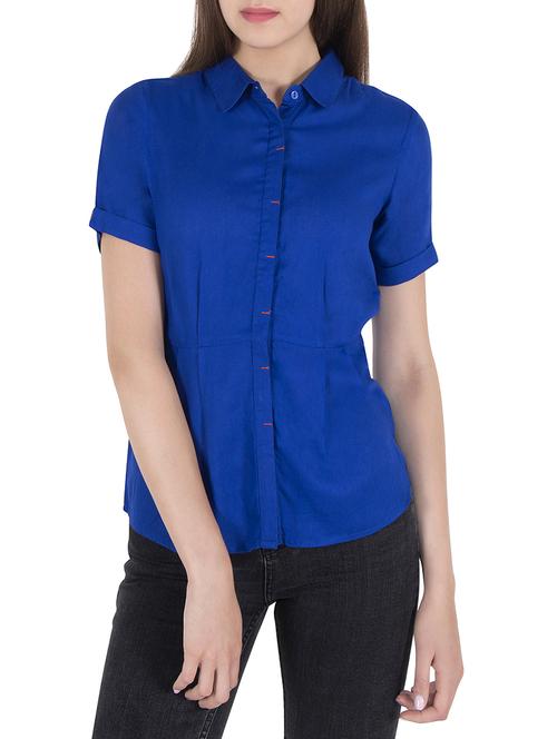 blue viscose regular shirt - 14046590 - Standard Image - 1