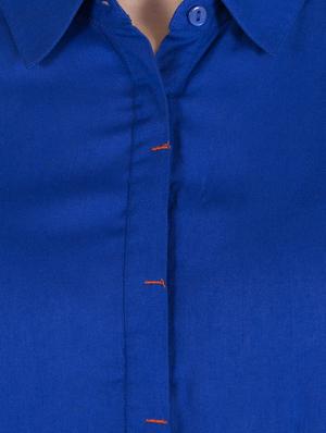 blue viscose regular shirt - 14046590 - Standard Image - 4