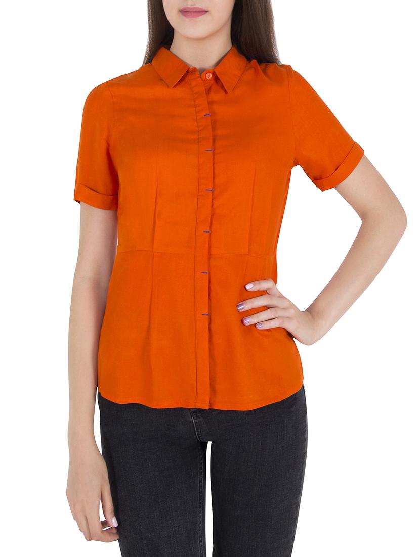 orange viscose regular shirt - 14046591 - Zoom Image - 1