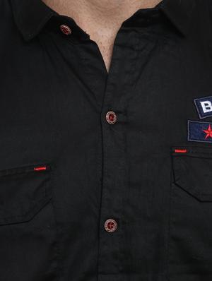 black solid casual shirt - 14048208 - Standard Image - 4