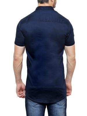 navy blue cotton casual shirt - 14048213 - Standard Image - 3