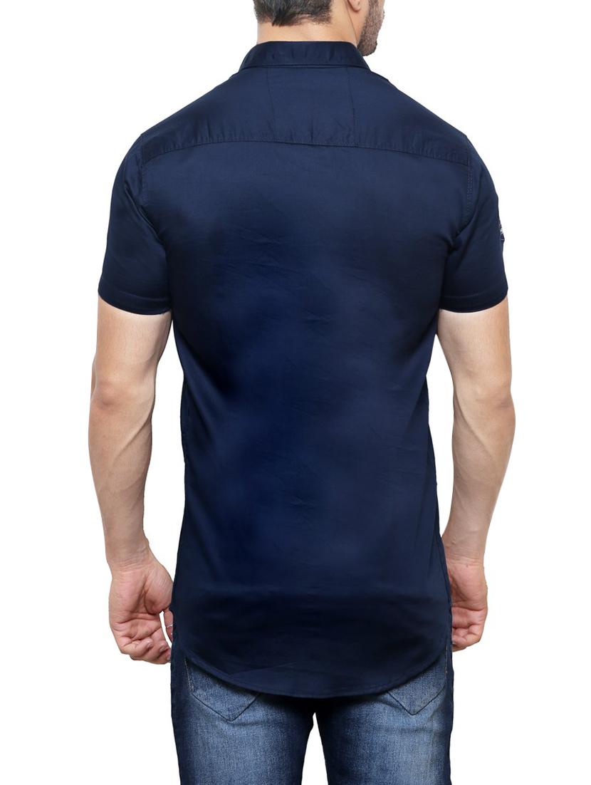 navy blue cotton casual shirt - 14048213 - Zoom Image - 3
