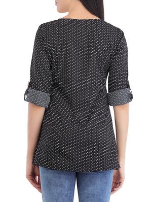 key hole front roll up sleeved top - 14049050 - Standard Image - 3