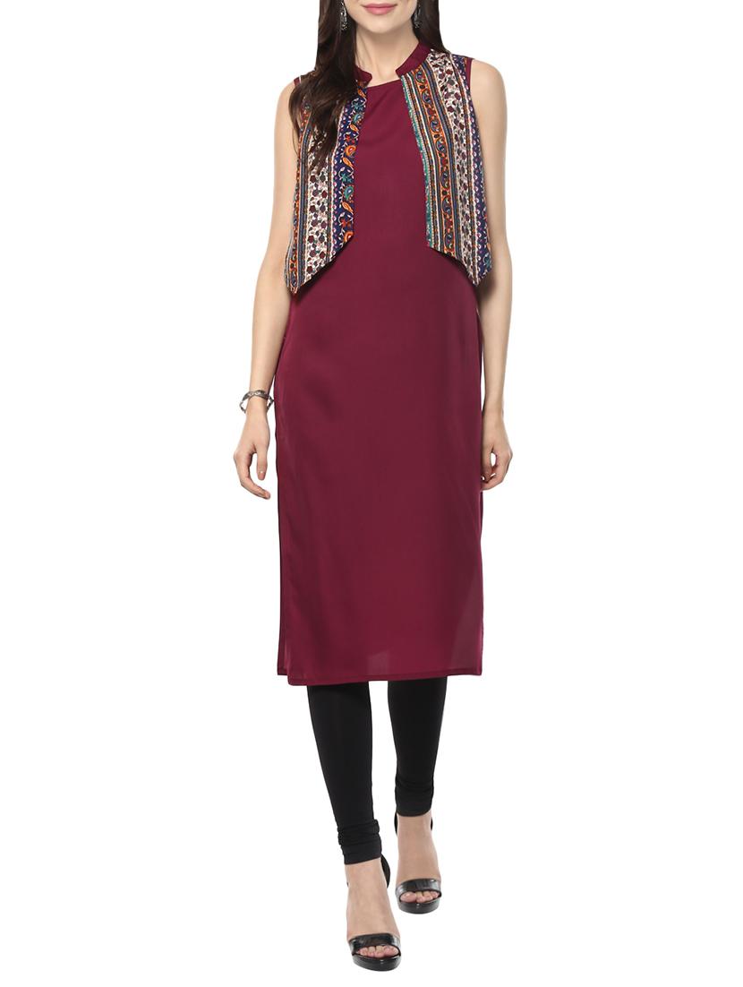 straight kurta with jacket - 14049320 - Zoom Image - 1