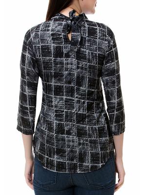 black printed crepe regular top - 14050883 - Standard Image - 3