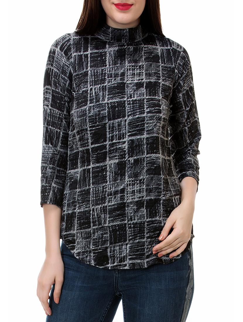 black printed crepe regular top - 14050883 - Zoom Image - 1