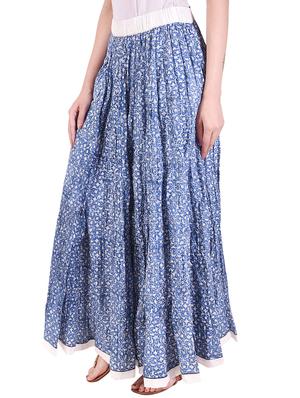 sky foliage' printed cotton skirt - 14052025 - Standard Image - 2
